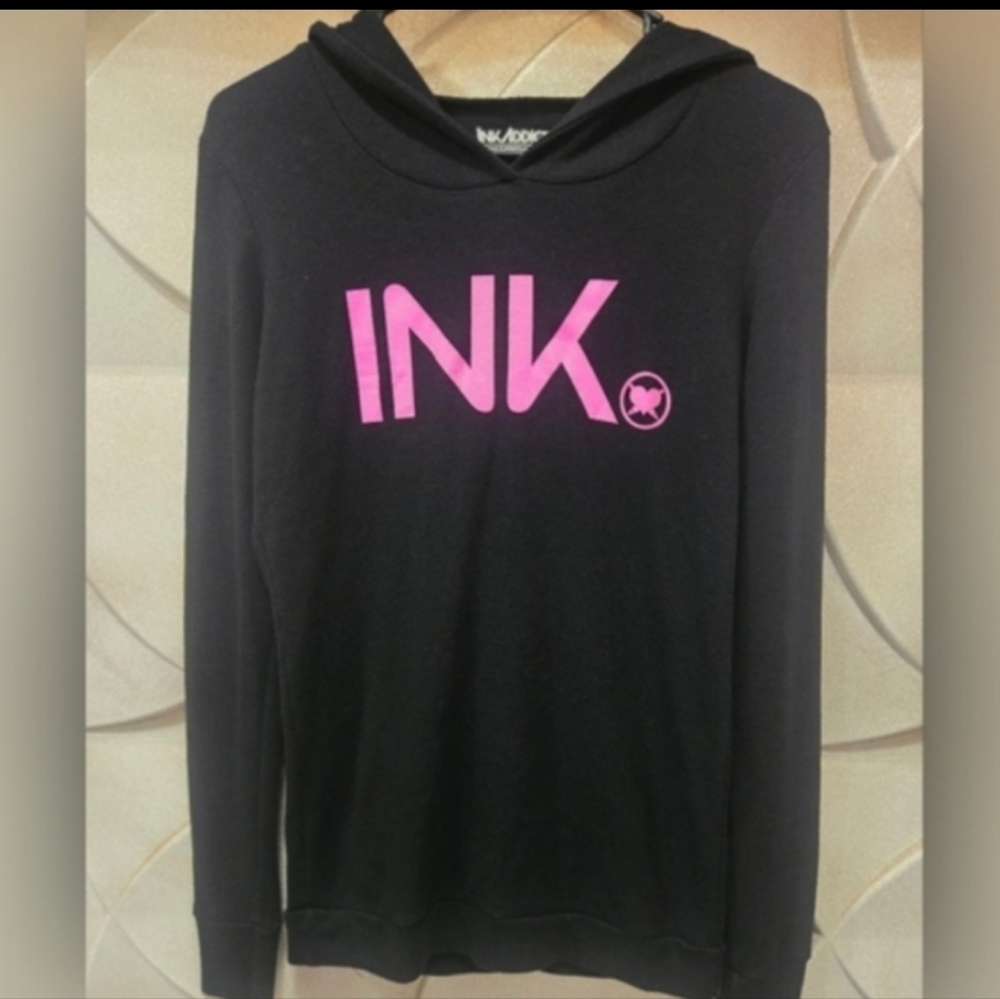 Ink Addict Hoodie Size Large Black/Pink